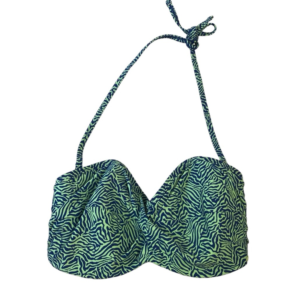 Cleo Hattie Twist Bandeau Bikini Top Zebra Animal Print Halter Size 34 DDDD G - Picture 13 of 15